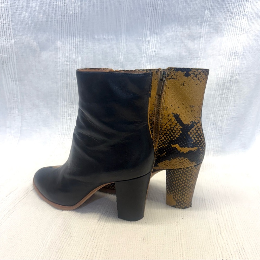 Charlotte Stone Black and Mustard Snakeskin Ankle Boots - Picture 3 of 11